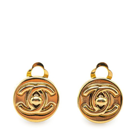 CHANEL Gold Coco Mark Earrings - Picture 1 of 3